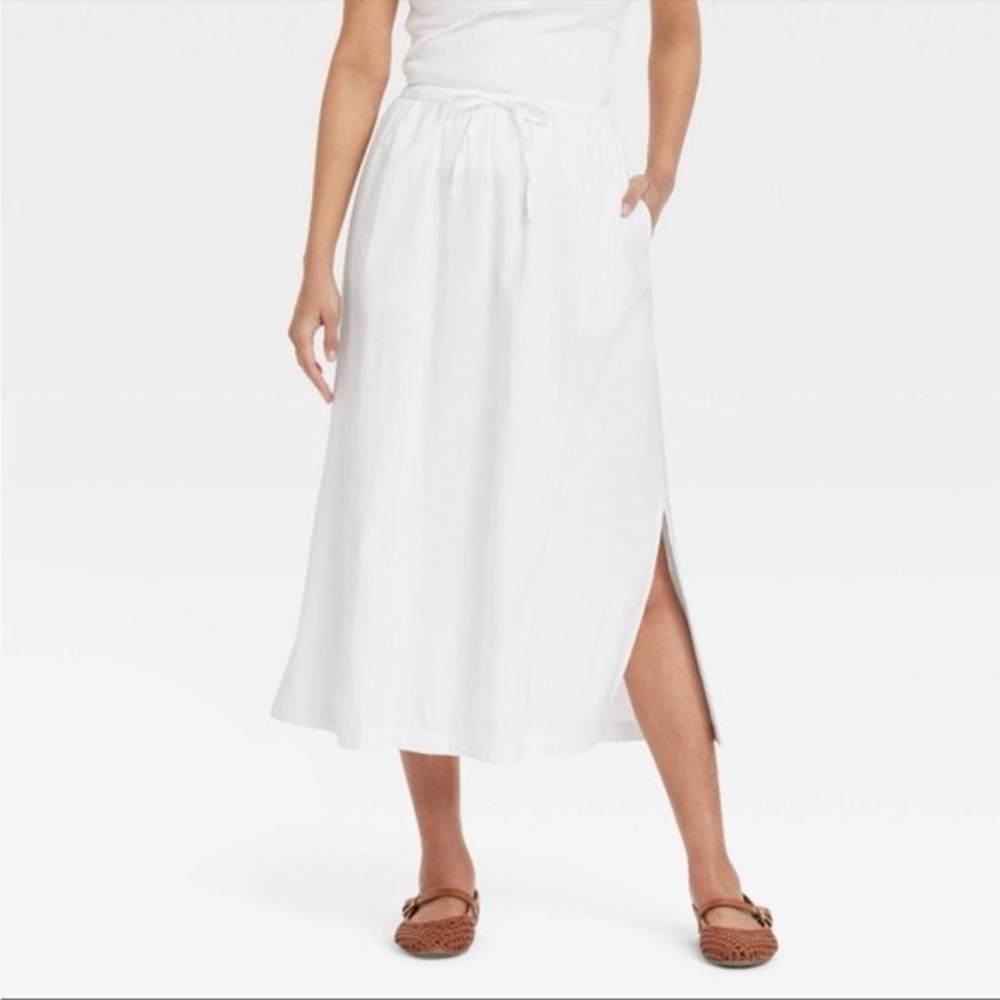 Universal Thread™ Women's Tie-Front Midi A-Line Skirt - White XL: High Rise